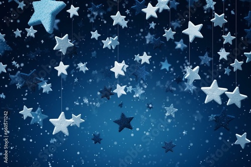 Winter sale with stars, blue background - seasonal shopping concept. Generative AI