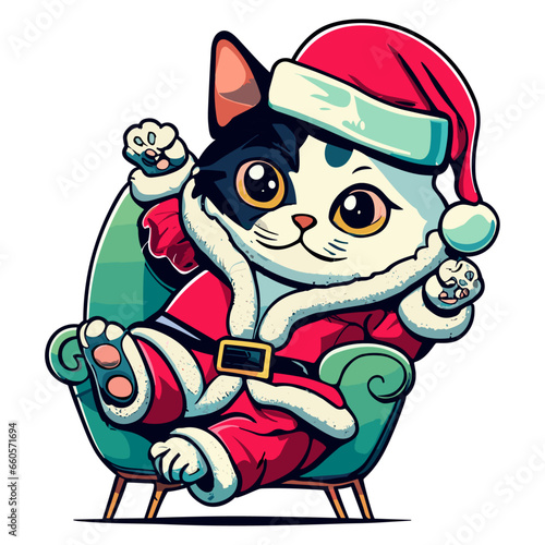 Cat with Santa Claus Costume