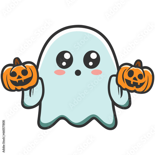 Cute Ghost with Pumpkin