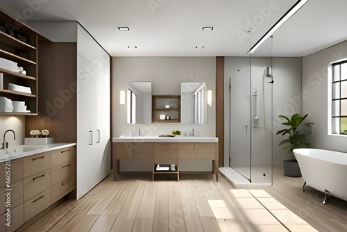 modern bathroom with furniture  generative AI tool