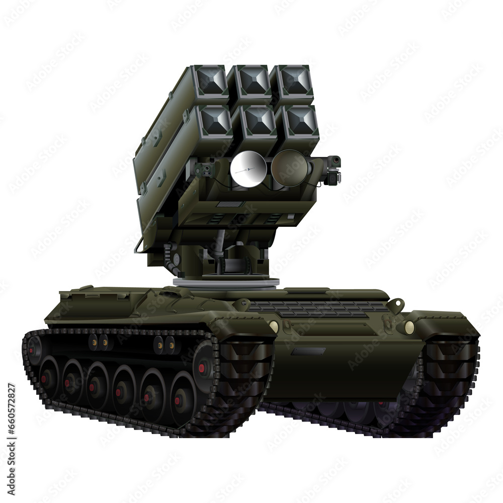 Self-propelled Anti - aircraft air defense system in realistic style. Aspide, NASAMS, Patriot. Colorful PNG illustration.