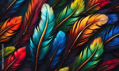 Beautiful Multicolored Feathers (JPG 300Dpi 12000x7200)