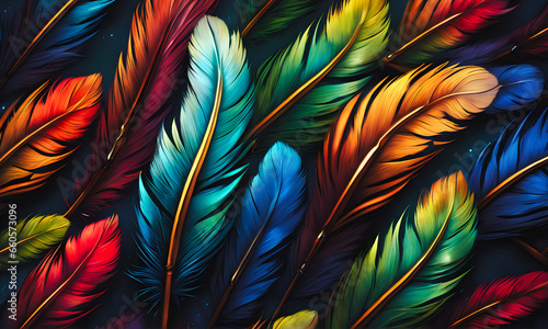 Beautiful Multicolored Feathers (PNG 300Dpi 7680x4608)