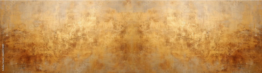 Textured reflected and grainy plaster surface in gold brown shining structure, background