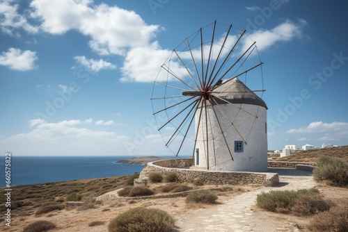 light blue windmill. Generative AI