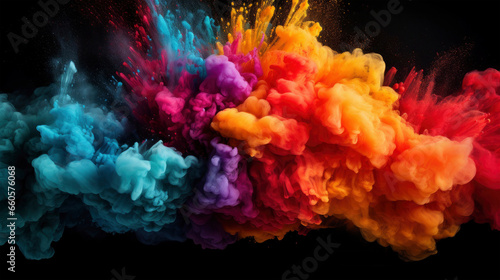 Exlosion of colored powder on black background