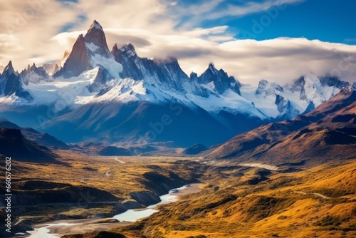 Mountain in Patagonia on the border of Argentina and Chile. Generative AI