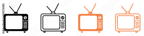 Set of retro TV icons. Retro television, old TV. Television symbol, vintage TV. Vector.