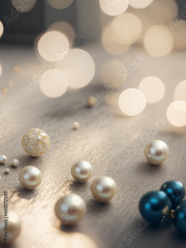 Abstract light background with glitters and bokeh. AI
