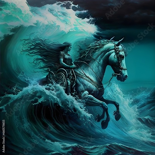 fantasy art color powerful sea witches or sorcerers who seek to harness the seahorses power for their own nefarious purposes These individuals could be described as mysterious and ominous with eyes 