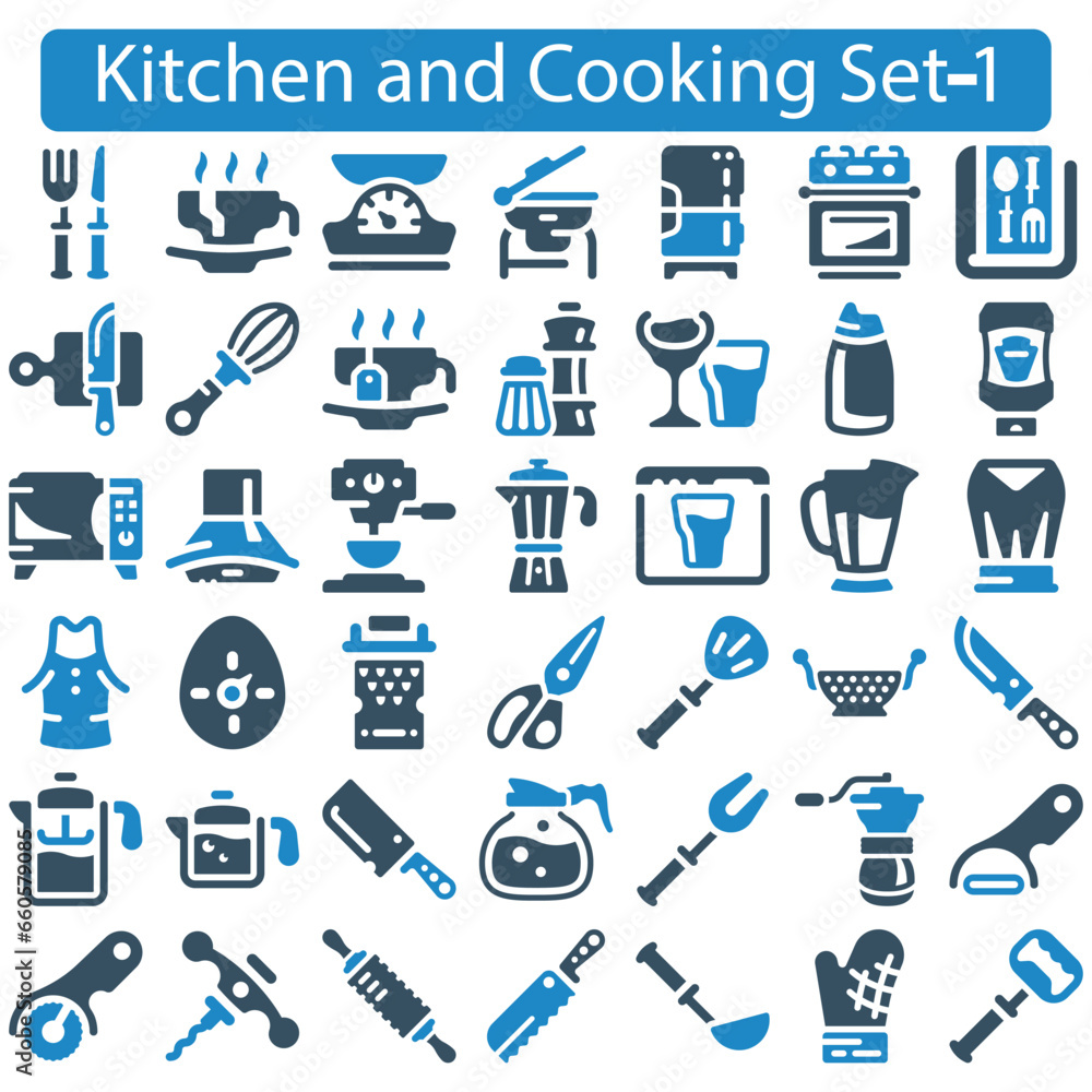Kitchen and Cooking icon set vector illustration Kitchen and Cooking icon set vector illustration