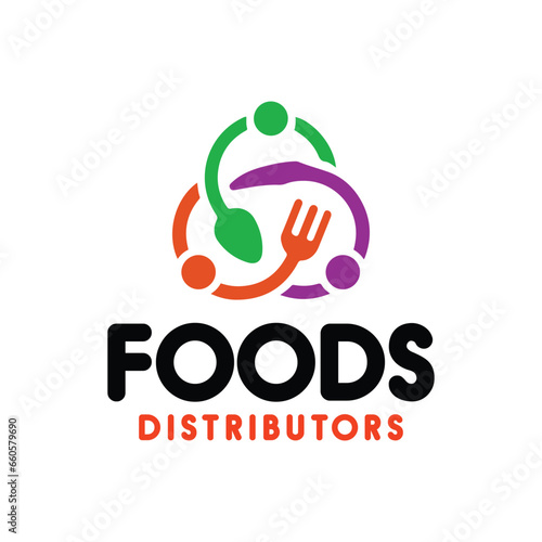 food restaurant store and food distribution service logo design vector