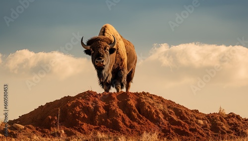 buffalo in the bison range in south dakota Generative AI photo