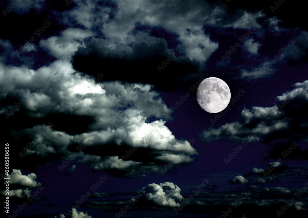 The moon in the night sky The moon in the night sky