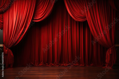 stage with red curtains