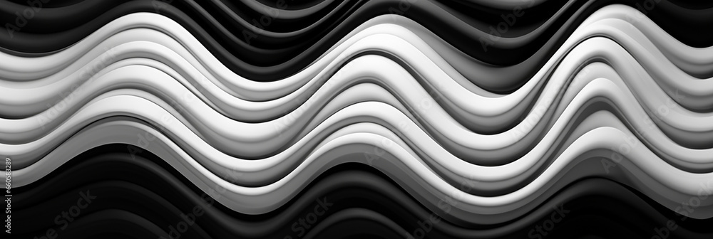 ornate black and white pattern of vertical wavy lines created with Generative Ai