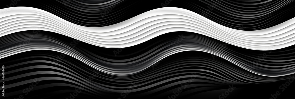 Obraz premium ornate black and white pattern of vertical wavy lines created with Generative Ai