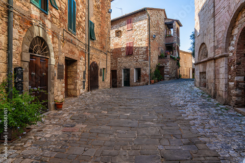 The beautiful village of Suvereto on a sunny summer afternoon. Province of Livorno, Tuscany, Italy.