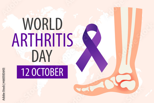 World Rheumatoid Arthritis Awareness Day, 12 October, banner. Human ankle joint and text. Illustration, banner, vector
