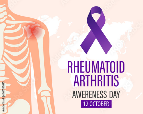 World Rheumatoid Arthritis Awareness Day, 12 October, banner. Human shoulder joint and text. Illustration, banner, vector