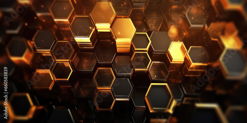 Abstract Futuristic Luxurious Digital Geometric Technology Hexagon Background Banner Illustration 3D