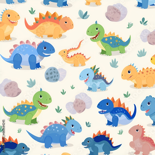seamless pattern with animals dinosaur
