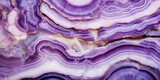 Closeup of Polished Abstract Purple White Agate Crystal Natural Quartz Healing Stone Texture Background