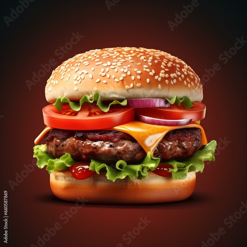 burger portrait on isolated background  AI Generative