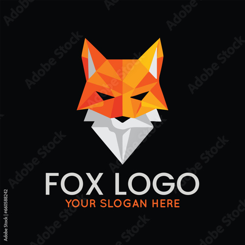 wolf fox logo design vector