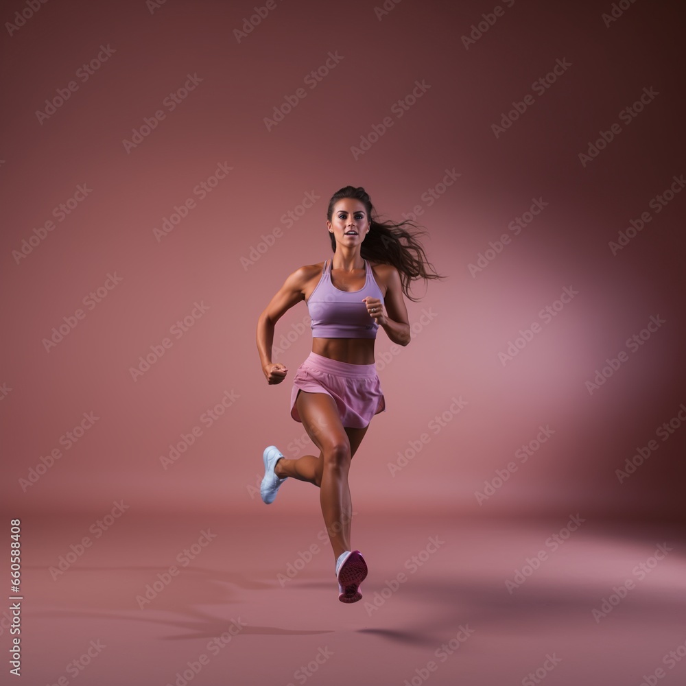 Generative AI. Girl in sportswear running