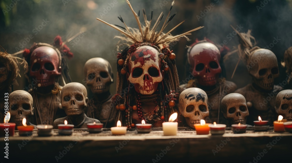 Photo that symbolizes voodoo cult - fictional stock photo - obrazy, fototapety, plakaty 