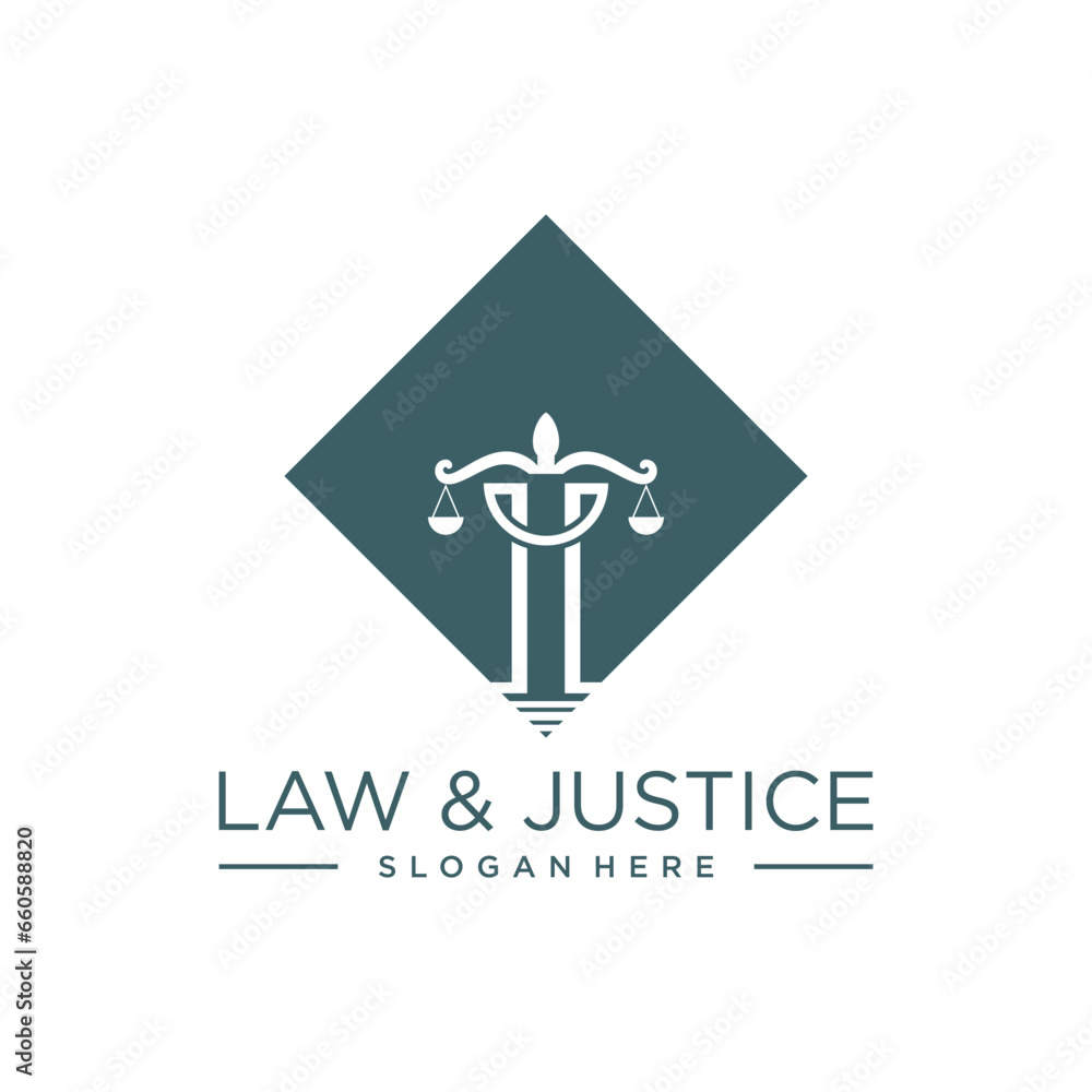 LAW & JUSTICE VECTOR LOGO DESIGN WITH MODERN LETTER CONCEPT LAW & JUSTICE VECTOR LOGO DESIGN WITH MODERN LETTER CONCEPT