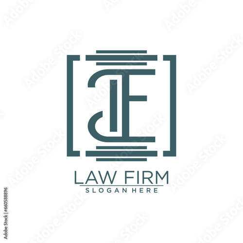 LAW & JUSTICE VECTOR LOGO DESIGN WITH MODERN LETTER CONCEPT