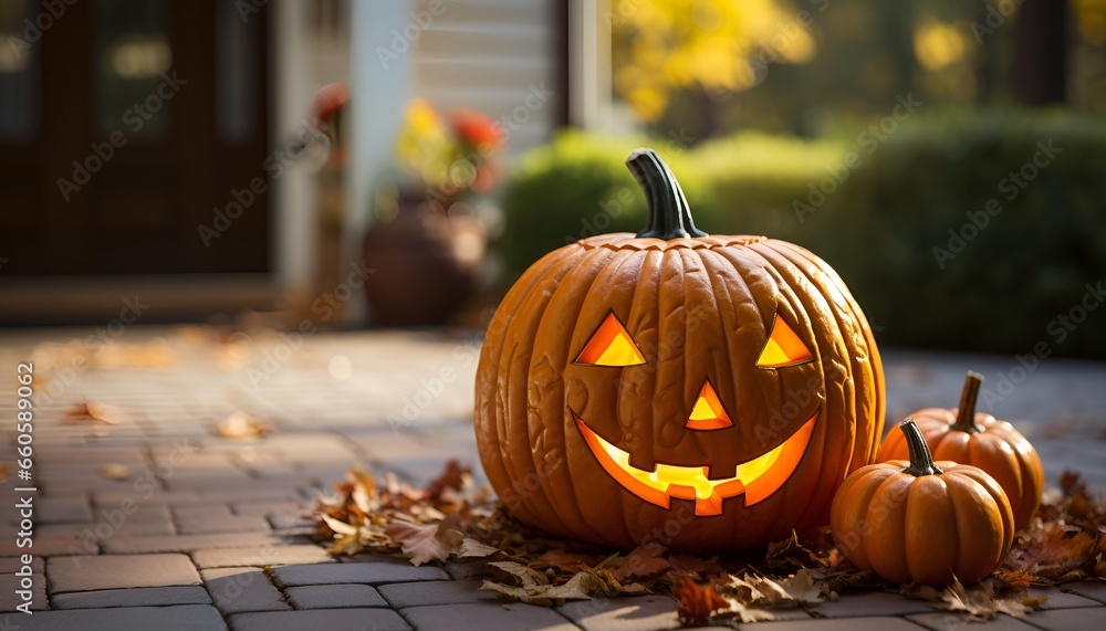 Jack o' Lantern in front of the house Jack o' Lantern in front of the house