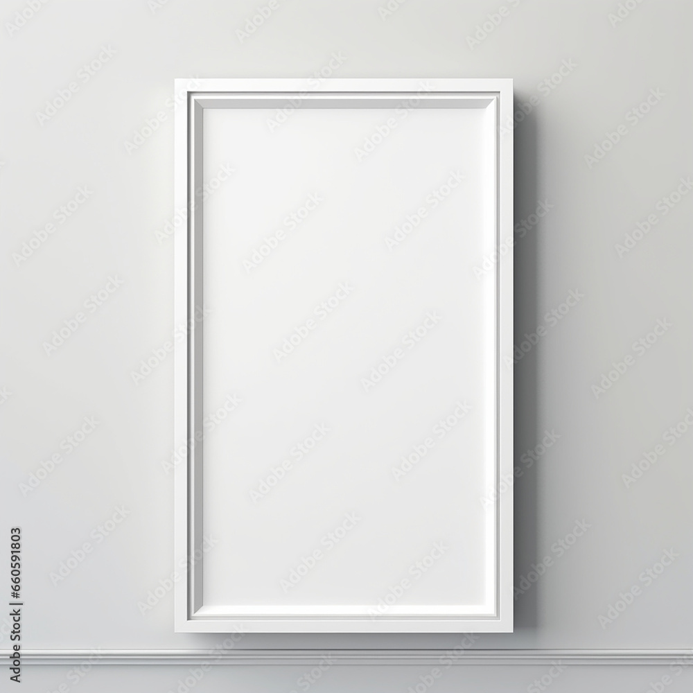 a realistic blank photo frame hanging on a wall created with Generative Ai a realistic blank photo frame hanging on a wall created with Generative Ai