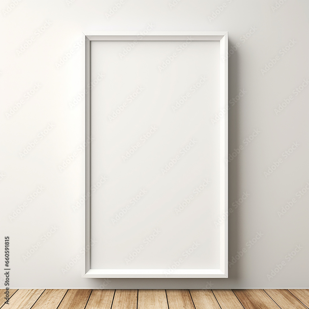 a realistic blank photo frame hanging on a wall created with Generative Ai a realistic blank photo frame hanging on a wall created with Generative Ai