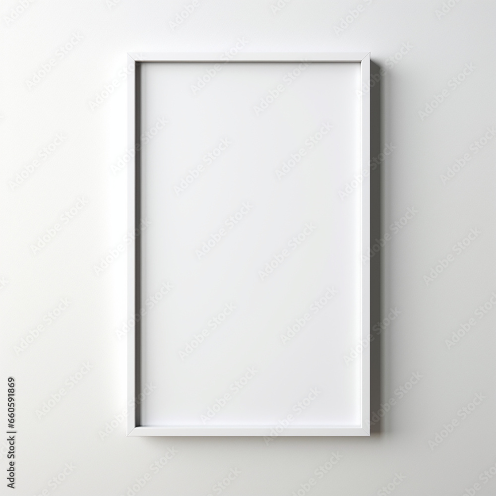 a realistic blank photo frame hanging on a wall created with Generative Ai a realistic blank photo frame hanging on a wall created with Generative Ai