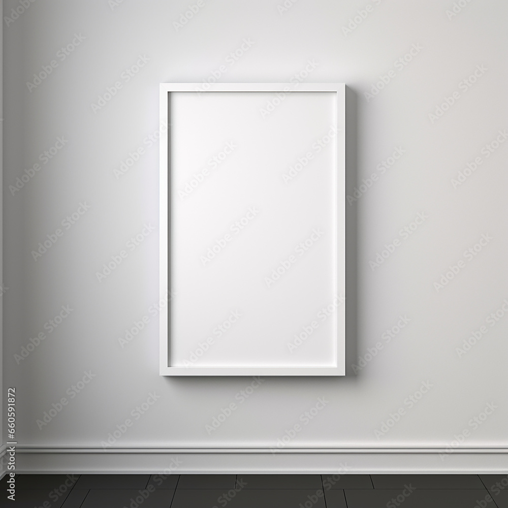 a realistic blank photo frame hanging on a wall created with Generative Ai a realistic blank photo frame hanging on a wall created with Generative Ai
