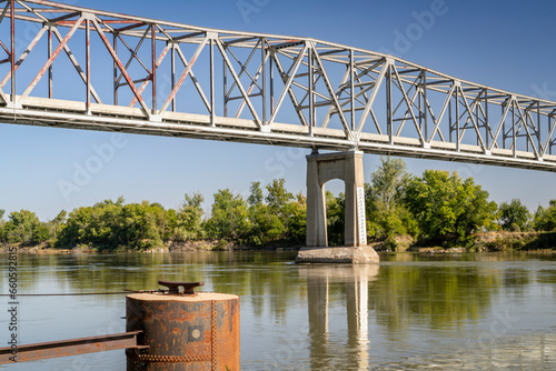 Brownville truss bridge over the Missouri River on U.S. Route 136  from Nemaha County, Nebraska, to Atchison County, Missouri photo
