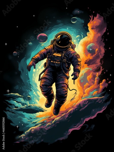 design for a t-shirt depicting an astronaut in space © Kingof