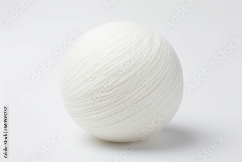Fluffy spinning cotton. Depicting a white  woolly sphere. Generate Ai