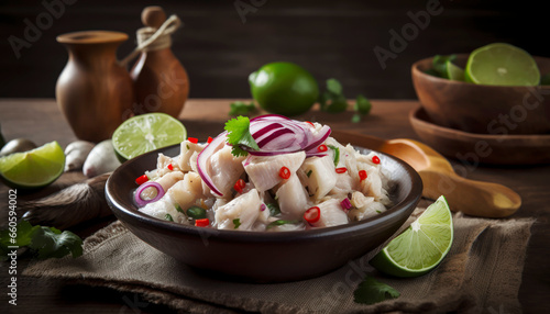 fish ceviche with onions photo