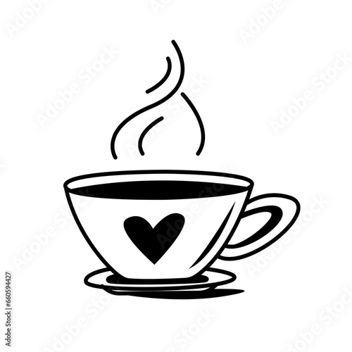 hot tea in a warm mug in the doodle style. Vector illustration of the symbol of warming up in the cold