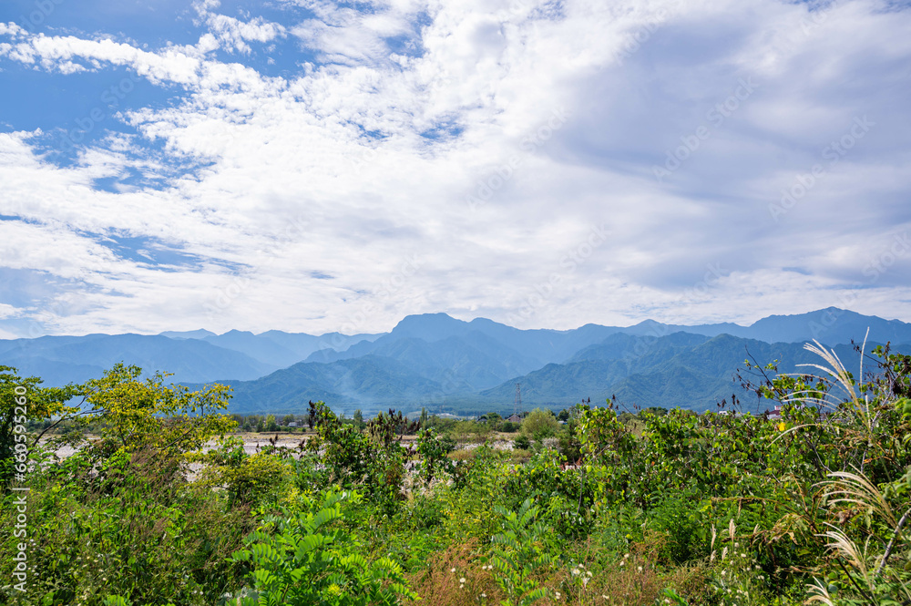 Obraz premium 秋の安曇野 山岳風景