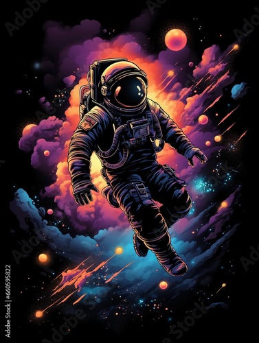 design for a t-shirt depicting an astronaut in space © Kingof