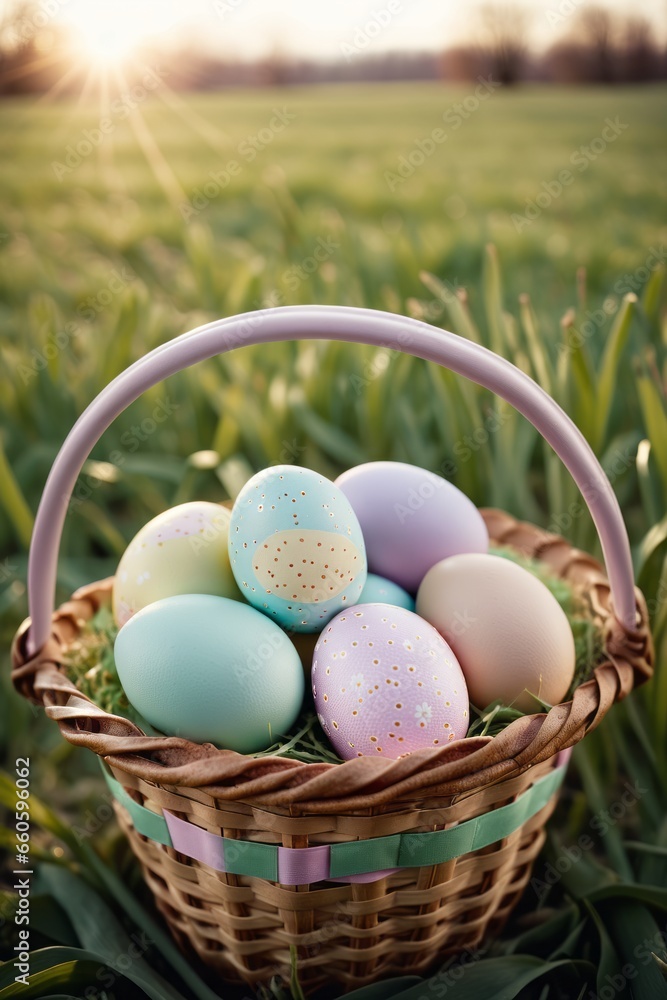 Colorful Easter Eggs in a basket Colorful Easter Eggs in a basket
