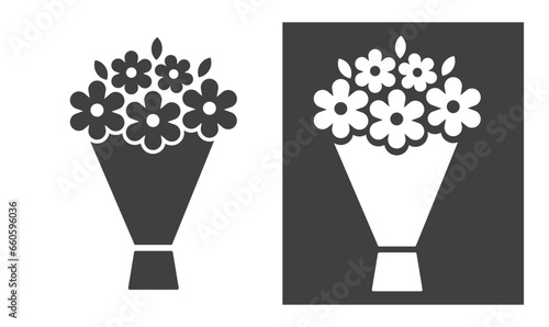 Bouquet, black pictogram illustration on white background.