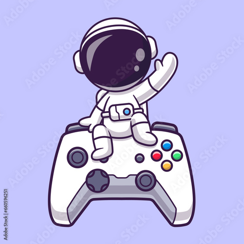 Cute Astronaut Sitting On Game Controller Cartoon Vector
Icon Illustration. Science Technology Icon Concept Isolated
Premium Vector. Flat Cartoon Style