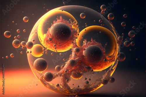 quantum bubbles colliding in free space warm colors highly detailed unreal engine 