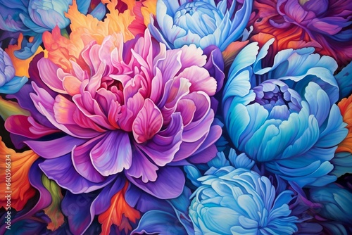 Vibrant floral artwork depicting the beauty of spring and summer. Generative AI © Aidenyas